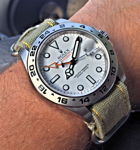 rolex explorer ii on black strap|Rolex explorer 2 nato strap.